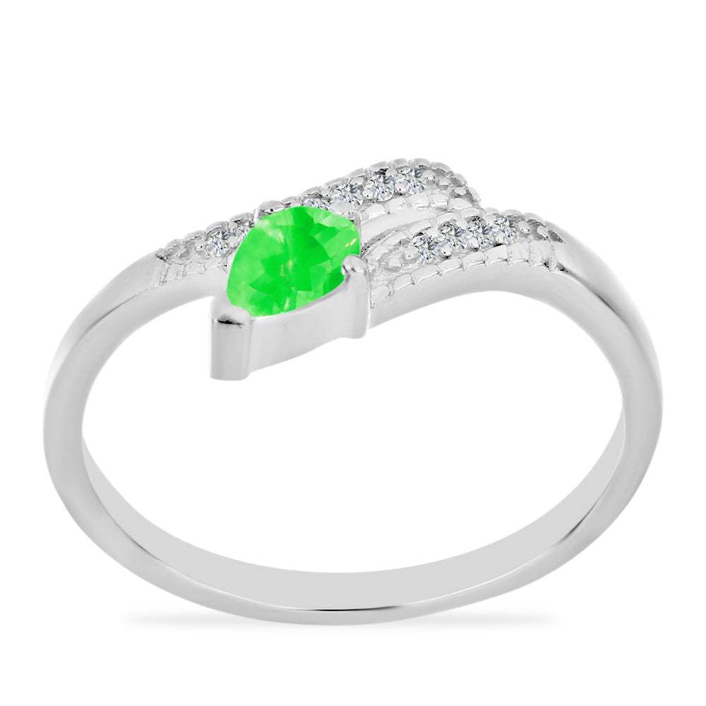 Anillo de Plata con Ópalo Hialita y Topacio Blanco 3 