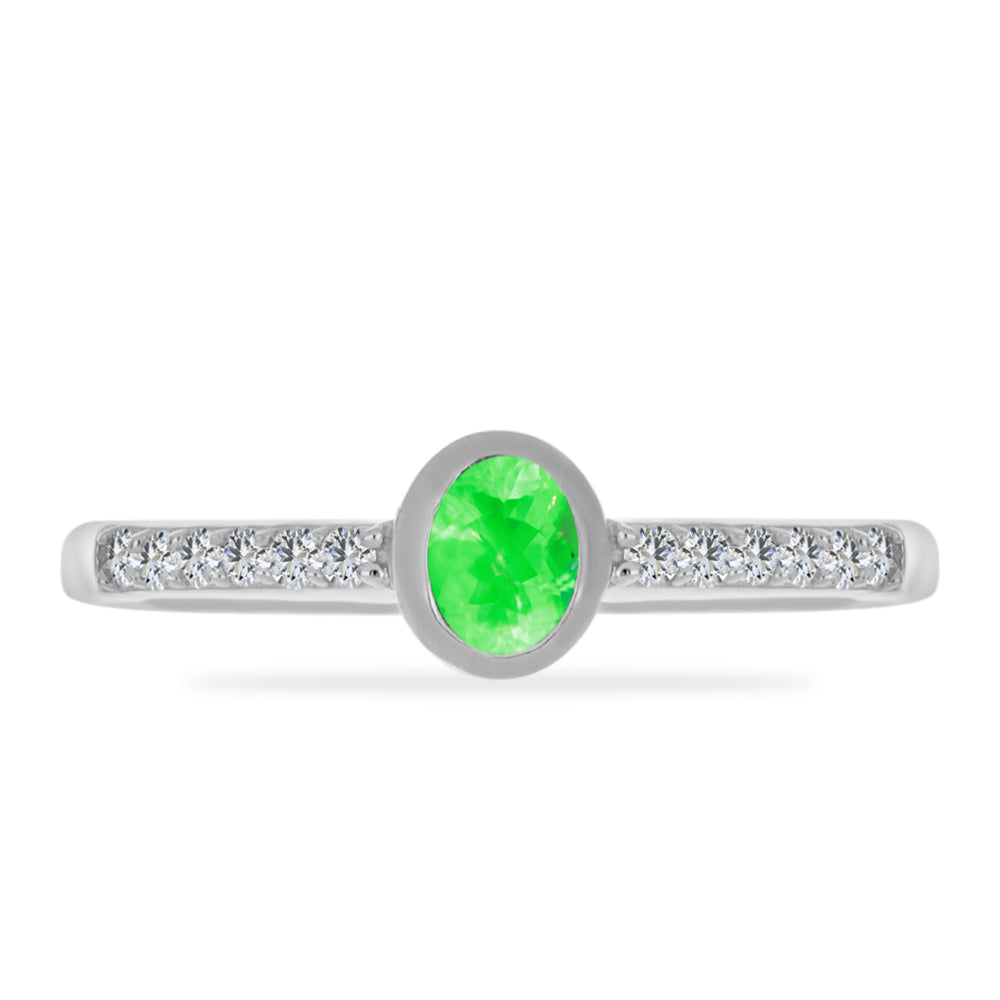 Anillo de Plata con Ópalo Hialita y Topacio Blanco