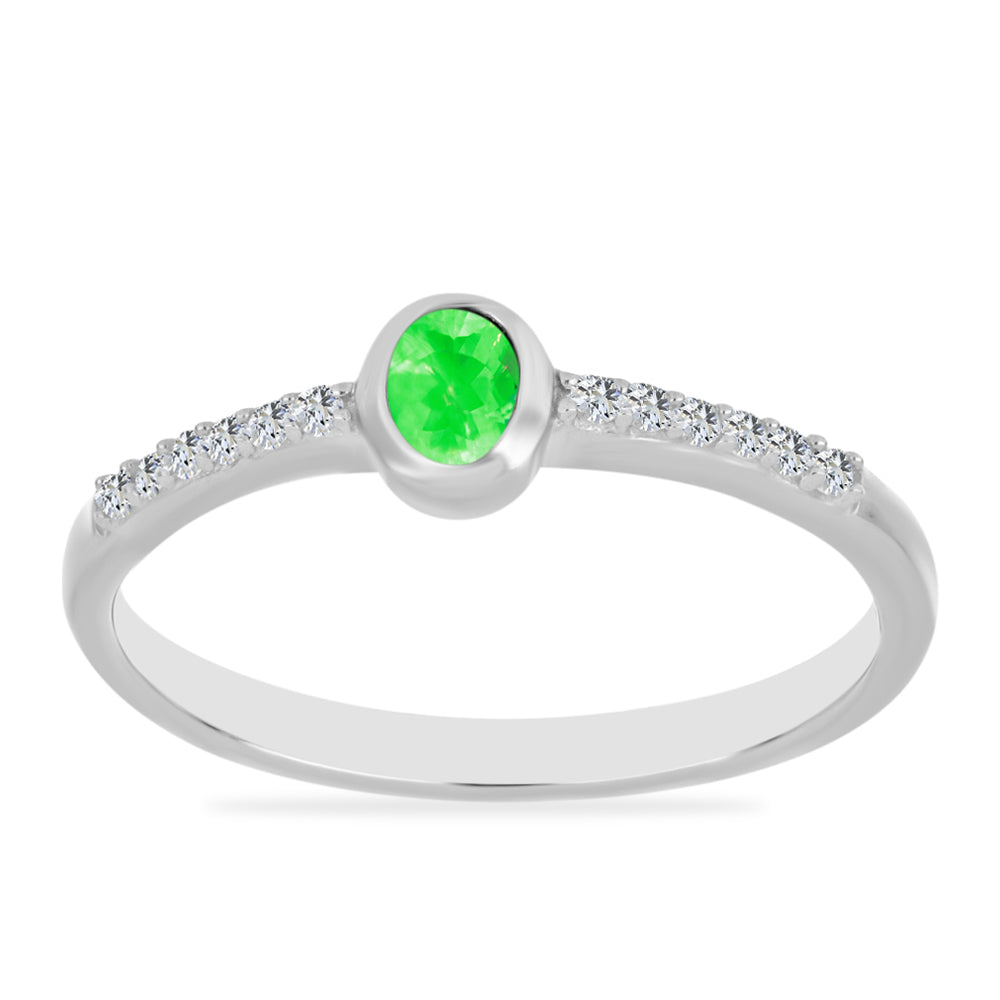 Anillo de Plata con Ópalo Hialita y Topacio Blanco 3 