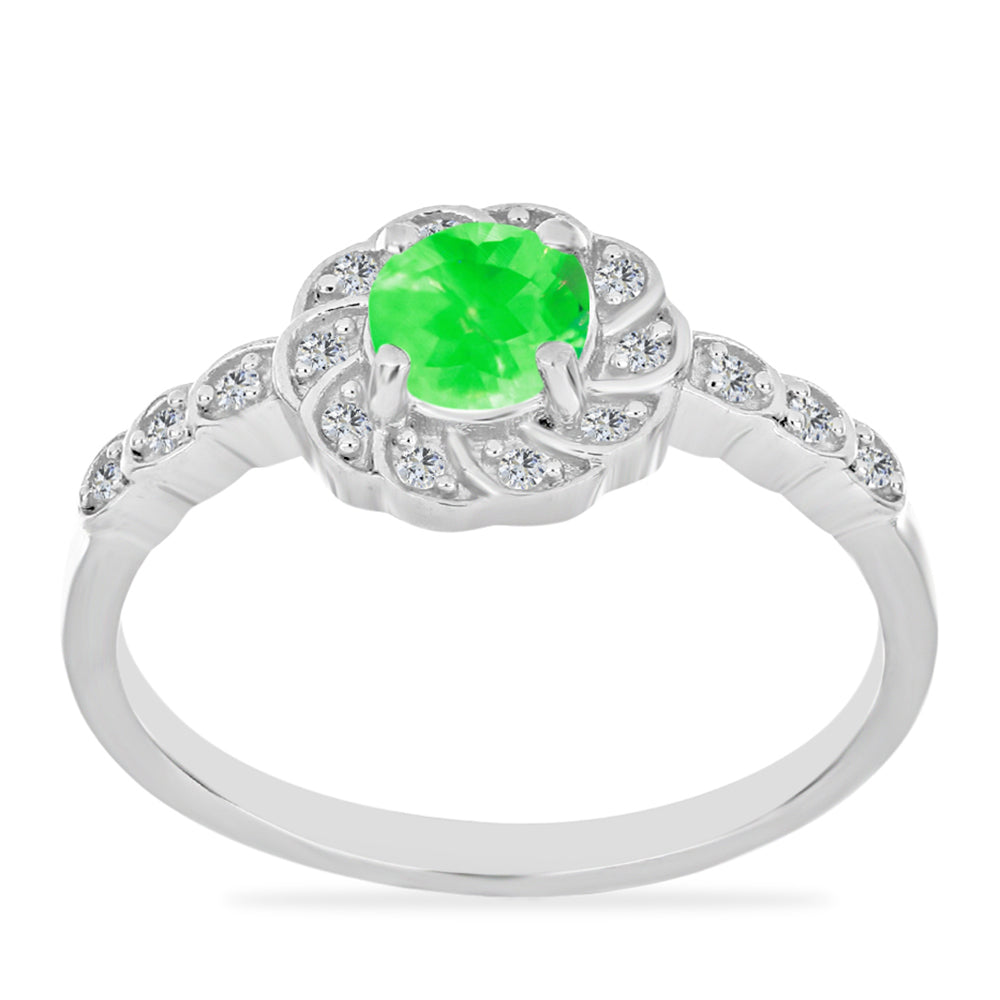 Anillo de Plata con Ópalo Hialita y Topacio Blanco 3 