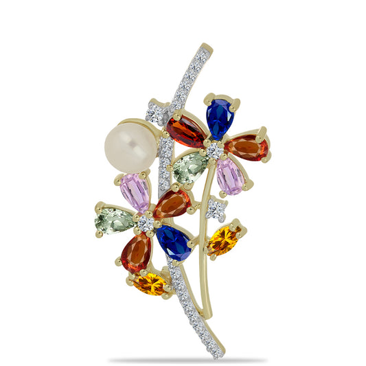 Broche de Plata Bañada en Oro con Zafiro Arco Iris Rosebery