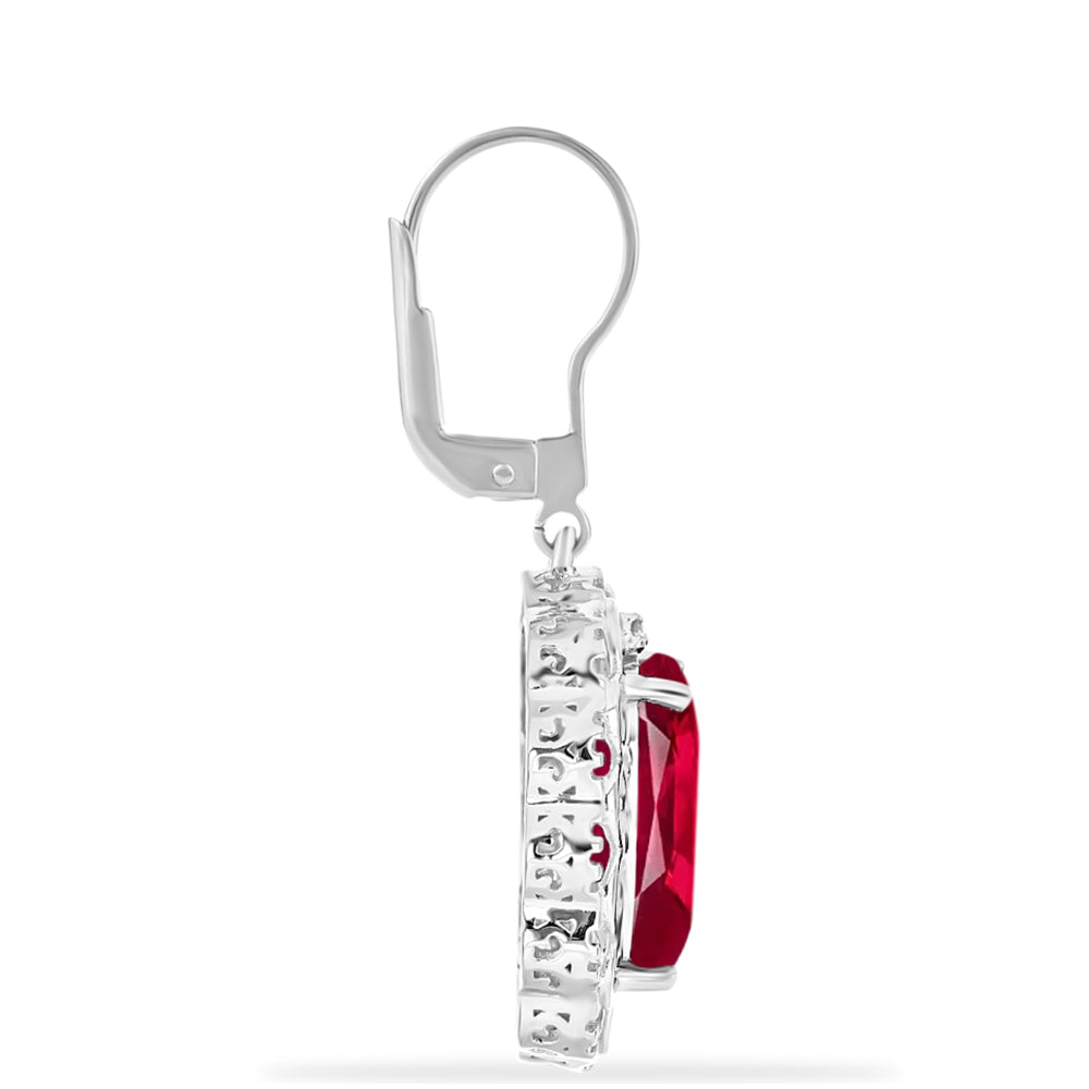 Pendientes de Plata con Rubí de Madagascar y Diamante blanco 2 