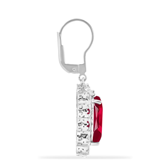 Pendientes de Plata con Rubí de Madagascar y Diamante blanco