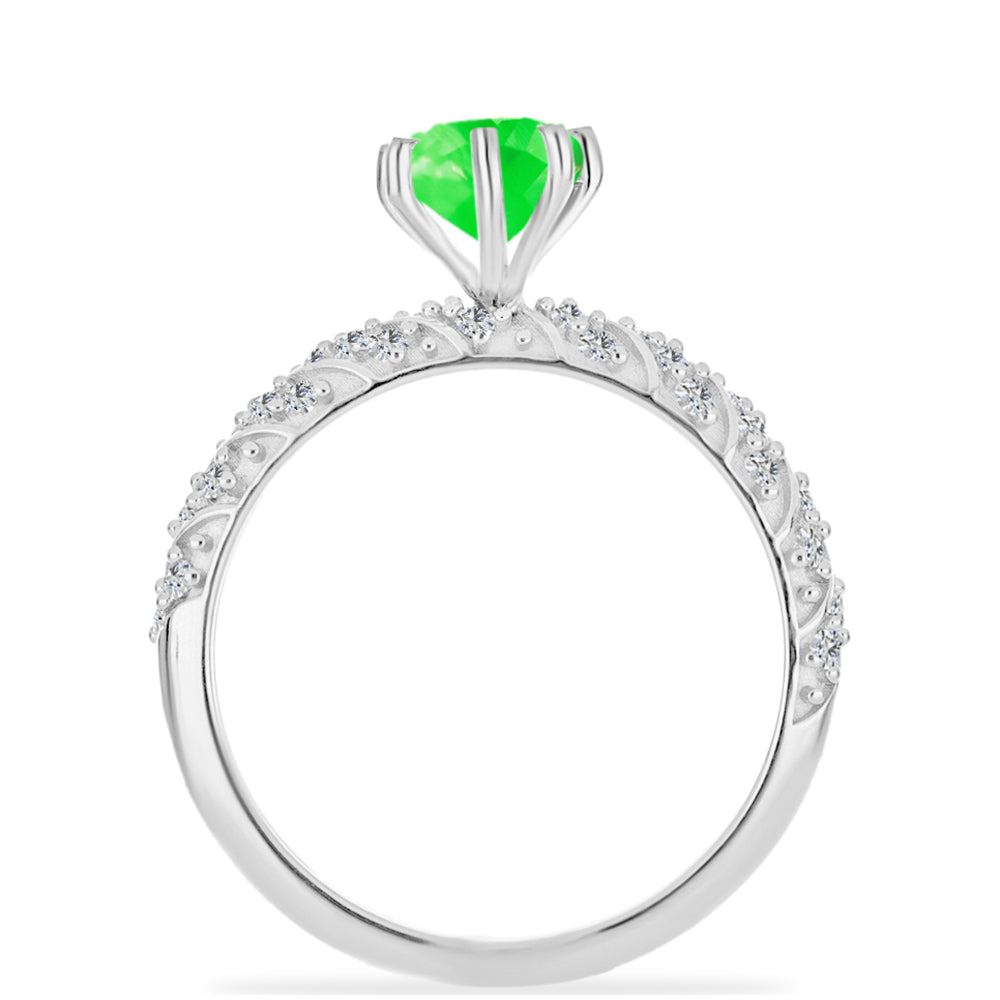 Anillo de Plata con Ópalo Hialita y Topacio Blanco 2 