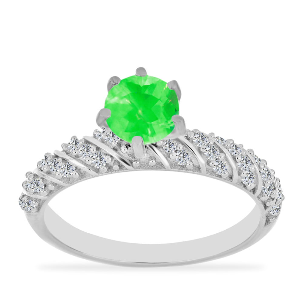 Anillo de Plata con Ópalo Hialita y Topacio Blanco 3 
