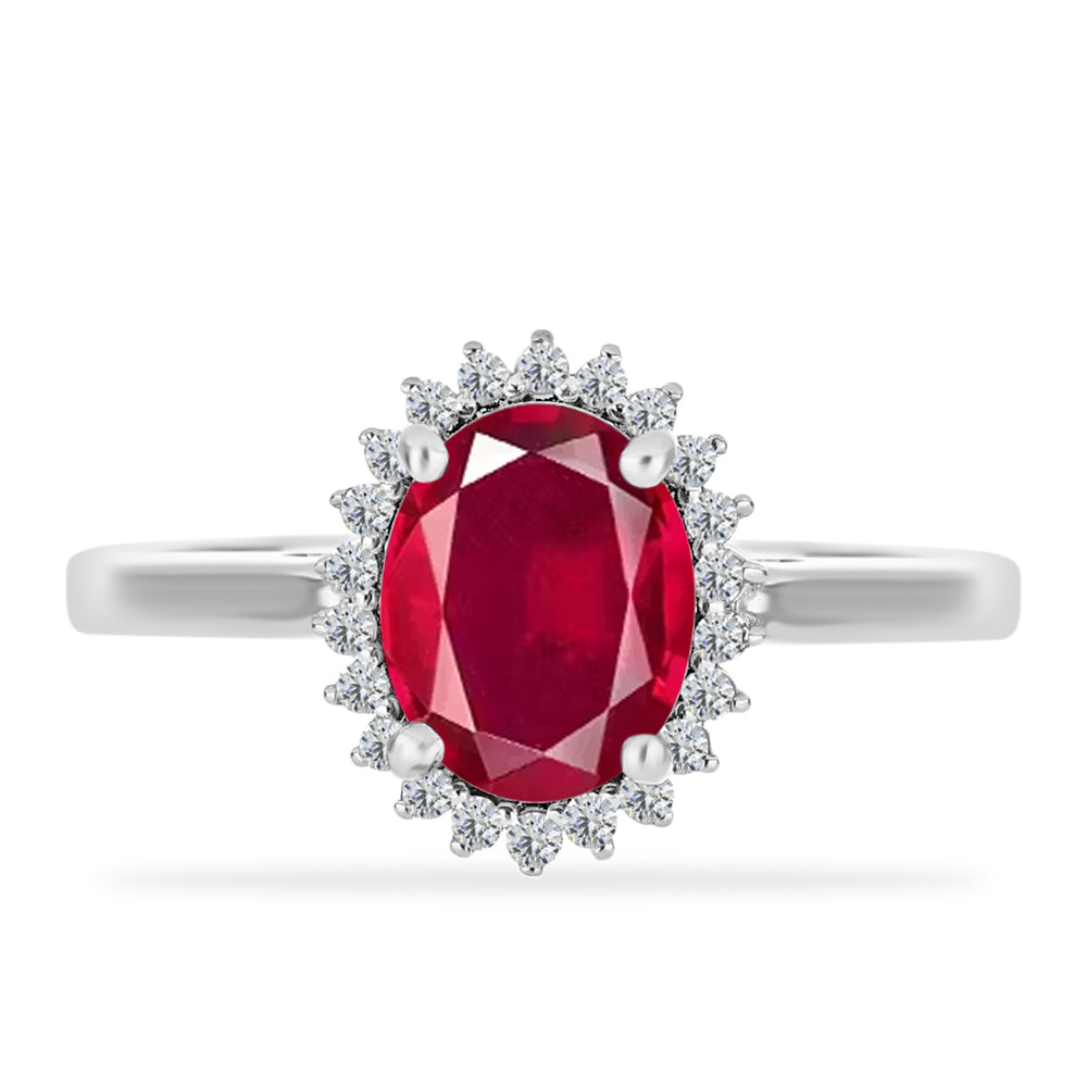 Anillo de Plata con Rubí de Madagascar y Diamante blanco 1 