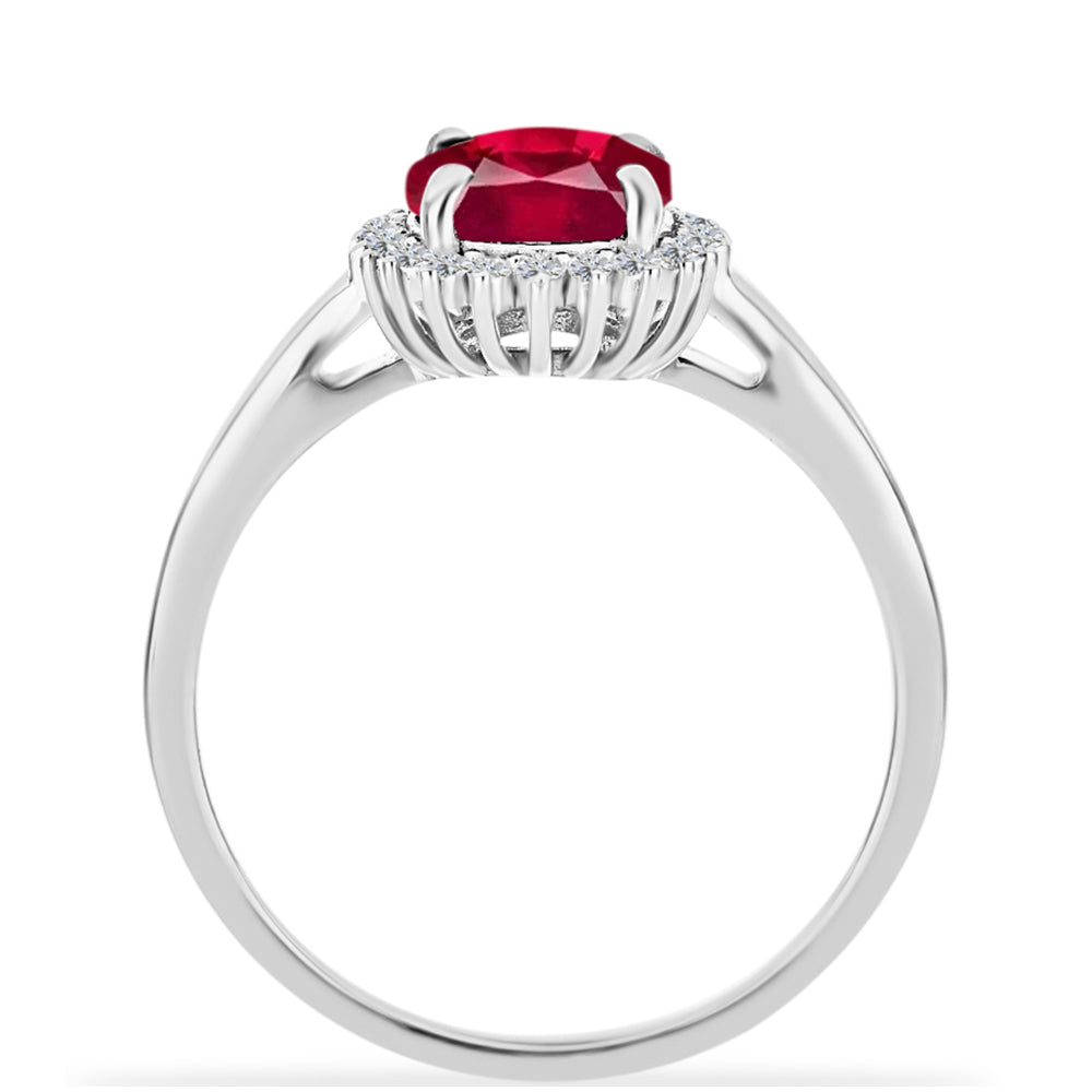 Anillo de Plata con Rubí de Madagascar y Diamante blanco