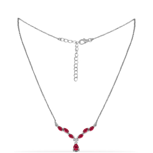 Collar de Plata con Rubí de Madagascar y Diamante blanco