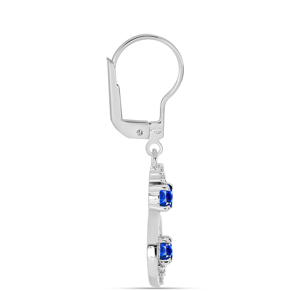 Pendientes de Plata con Zafiro Azul Australiano y Topacio Blanco 2 