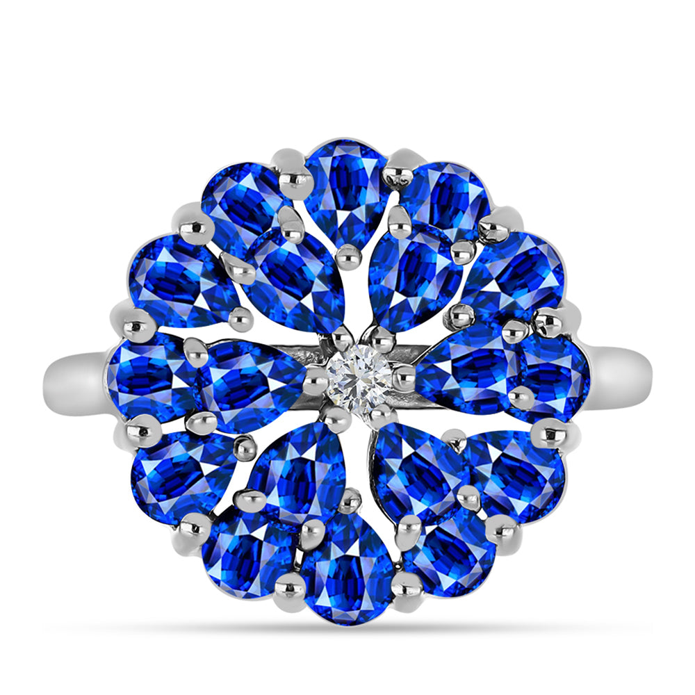 Anillo de Plata con Zafiro Azul Australiano y Topacio Blanco