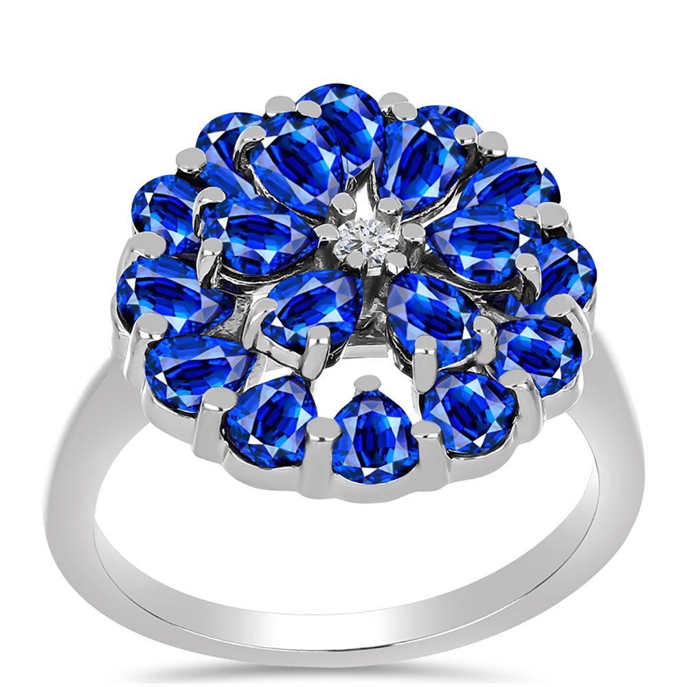Anillo de Plata con Zafiro Azul Australiano y Topacio Blanco