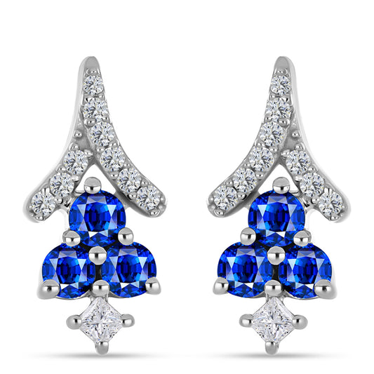 Pendientes de Plata con Zafiro Azul Australiano y Topacio Blanco