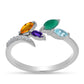 Anillo de Plata con Amatista de Marruecos y Ágata Verde