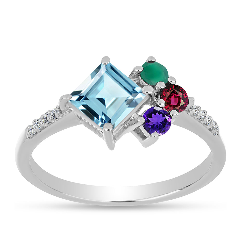 Anillo de Plata con Amatista de Marruecos y Ágata Verde