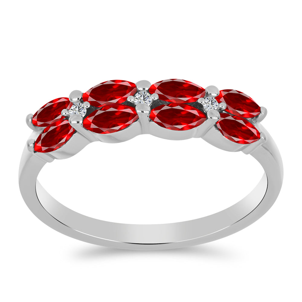 Anillo de Plata con Ágata Roja y Topacio Blanco
