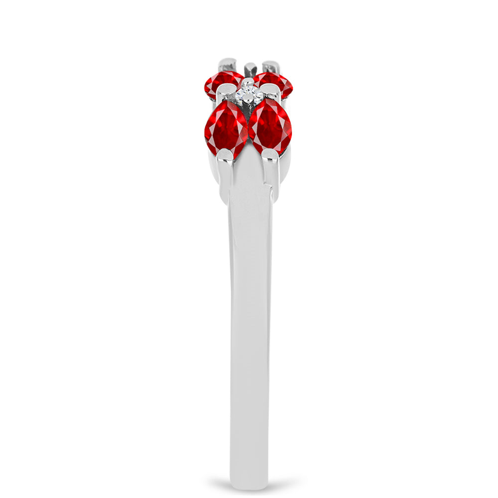 Anillo de Plata con Ágata Roja y Topacio Blanco