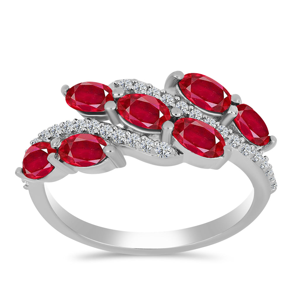 Anillo de Plata con Ágata Roja y Topacio Blanco