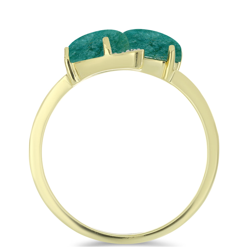 Anillo de Plata Bañada en Oro con Amazonita y Topacio Blanco
