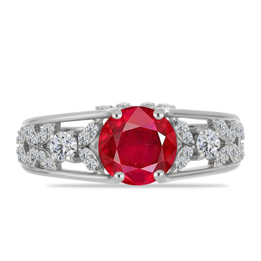 Anillo de Plata con Ágata Roja y Topacio Blanco