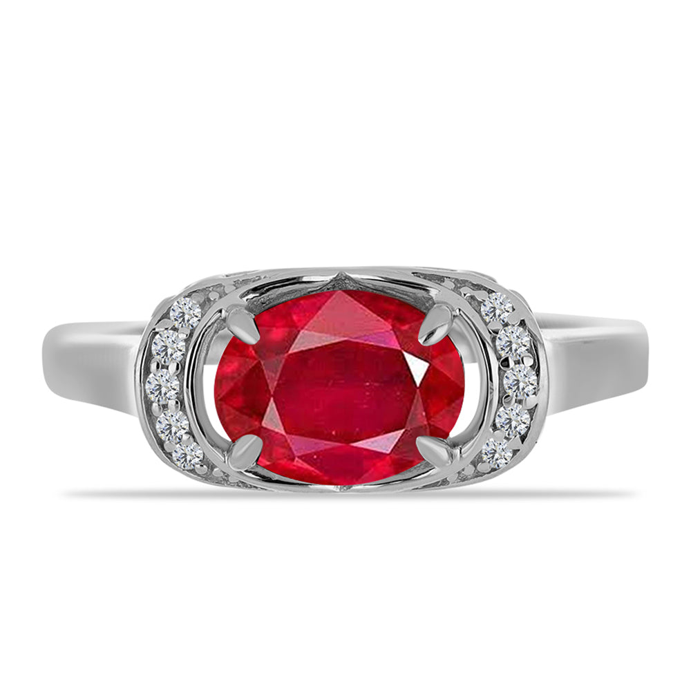 Anillo de Plata con Ágata Roja y Topacio Blanco 1 