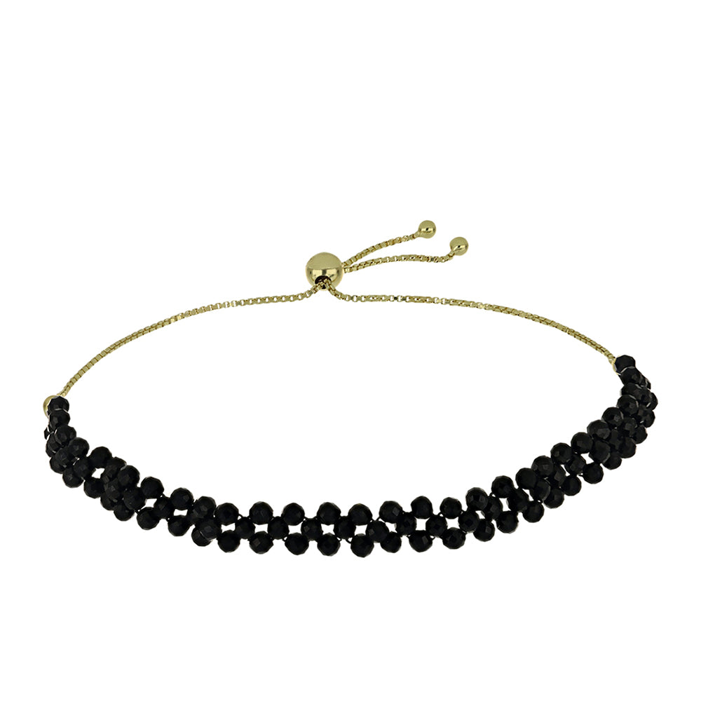 Pulsera de Plata Bañada en Oro con Espinela Negra 1 
