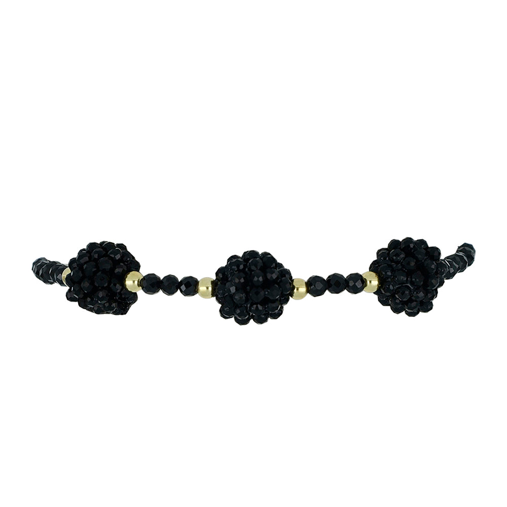 Pulsera de Plata Bañada en Oro con Espinela Negra 2 