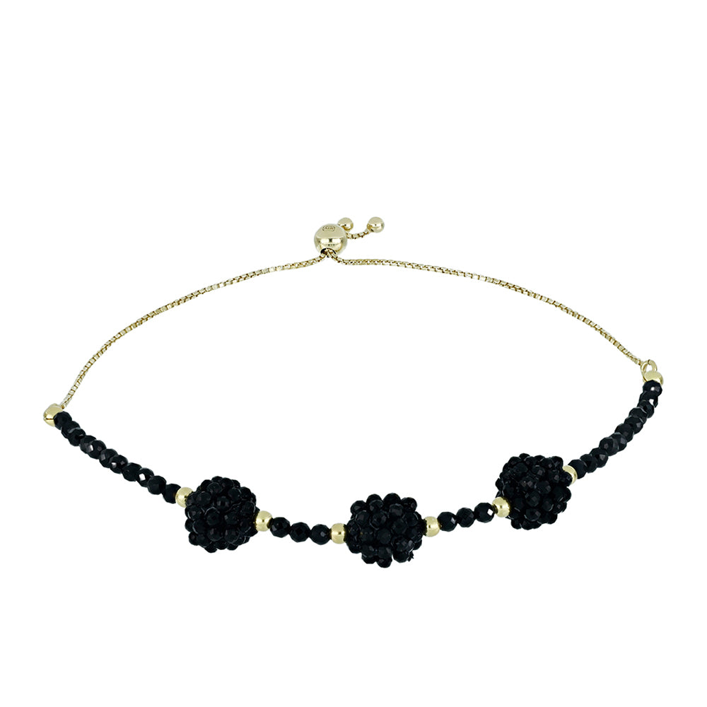 Pulsera de Plata Bañada en Oro con Espinela Negra