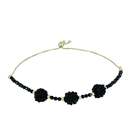 Pulsera de Plata Bañada en Oro con Espinela Negra