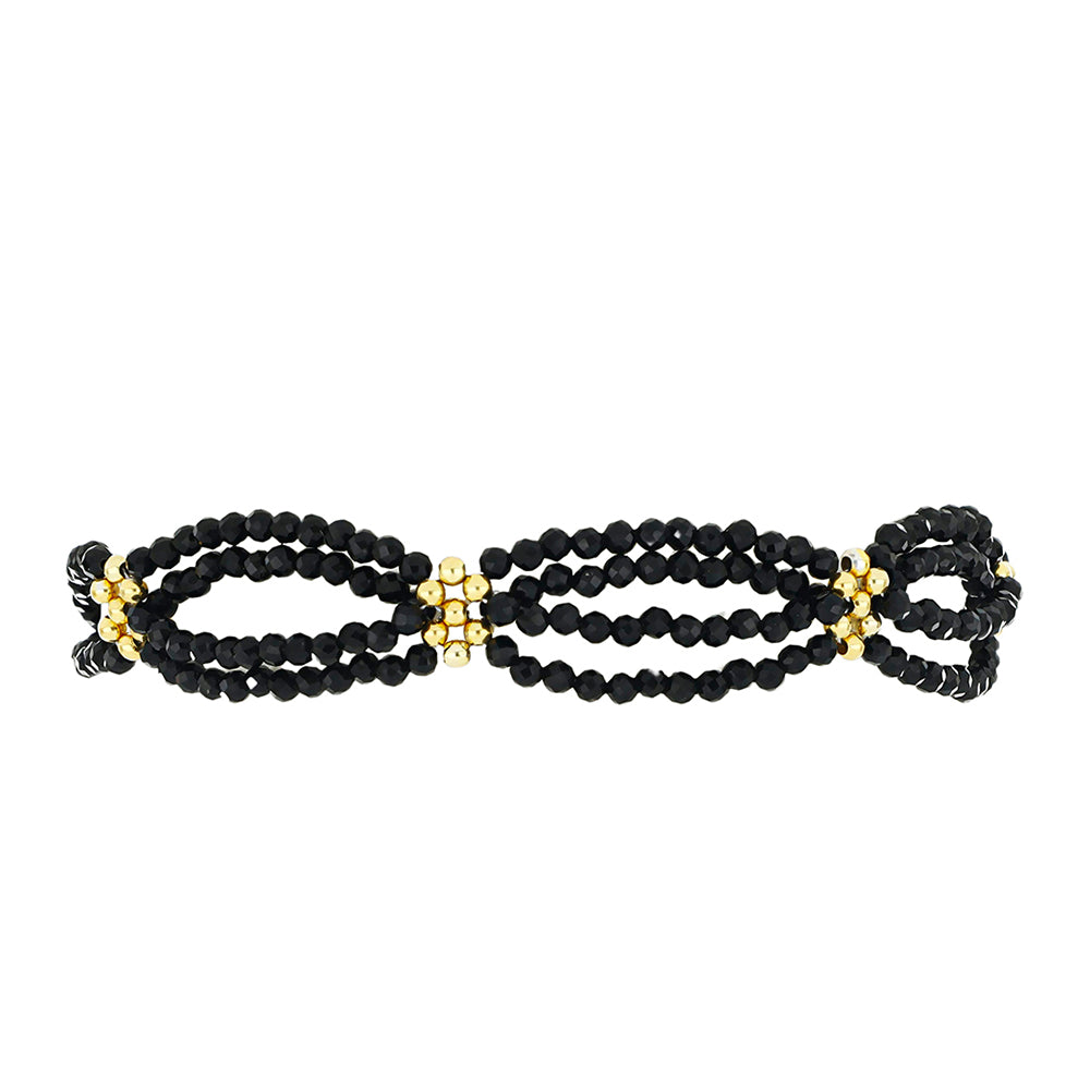 Pulsera de Plata Bañada en Oro con Espinela Negra 2 
