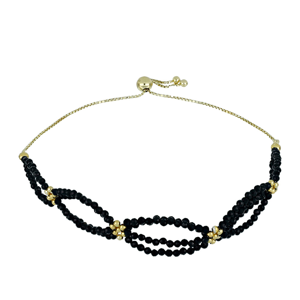 Pulsera de Plata Bañada en Oro con Espinela Negra 1 