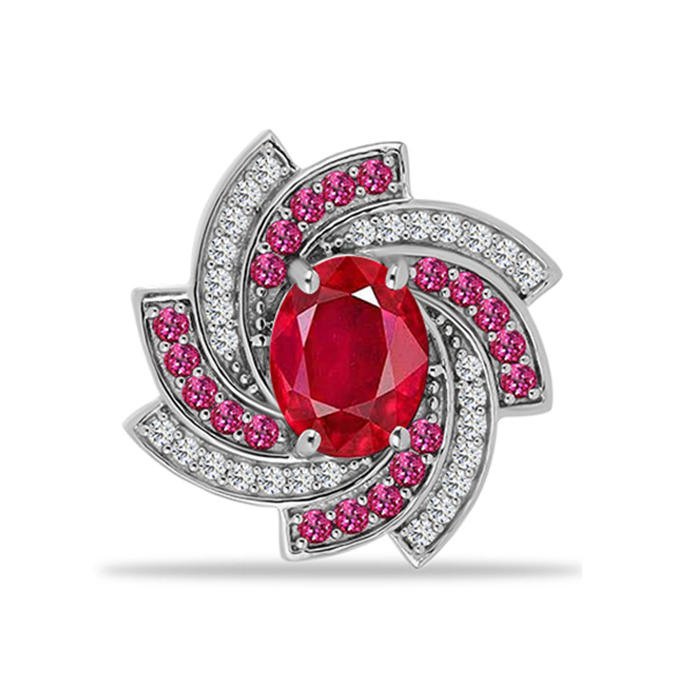 Broche de Plata con Ágata Roja y Topacio Blanco