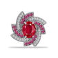 Broche de Plata con Ágata Roja y Topacio Blanco