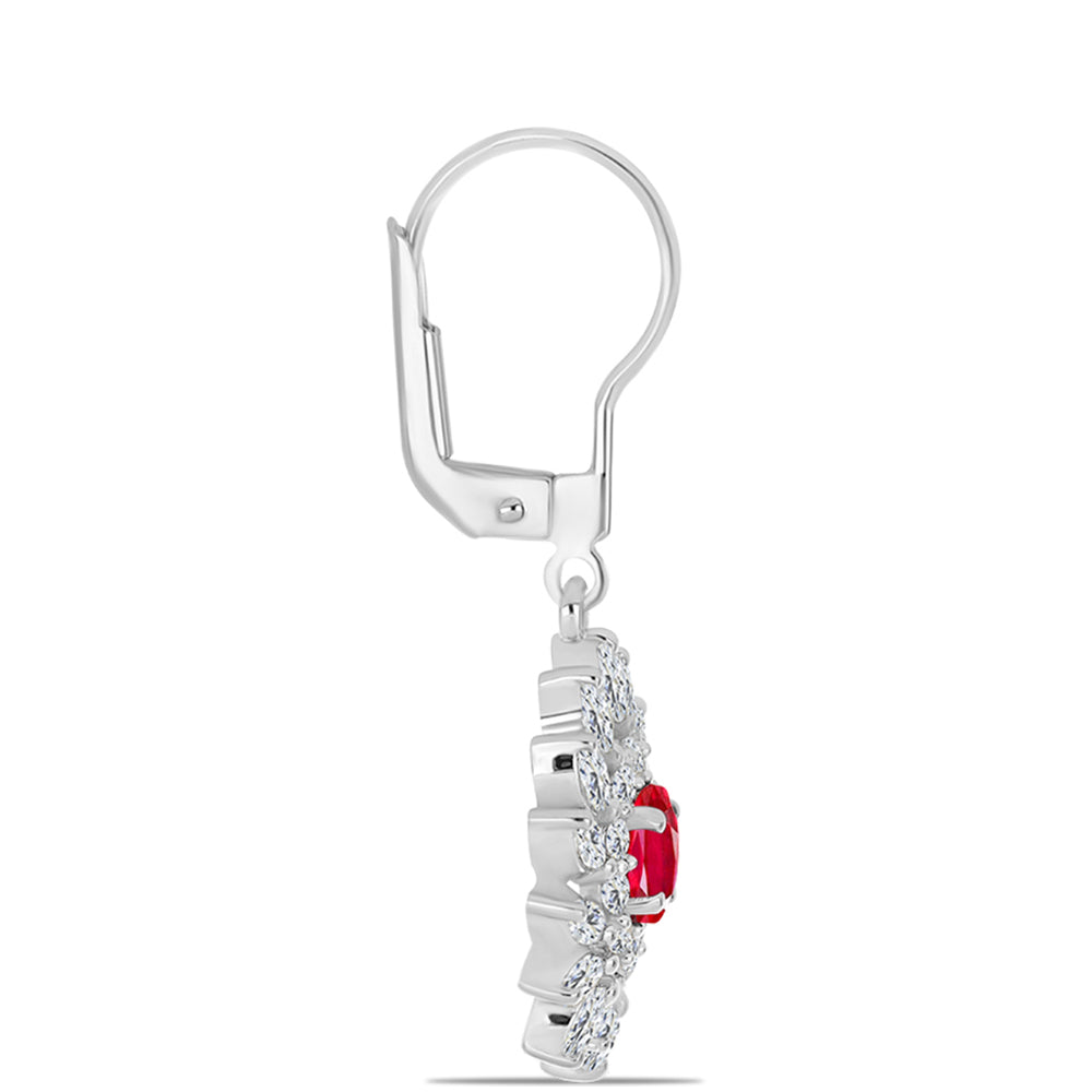 Pendientes de Plata con Ágata Roja y Topacio Blanco 2 