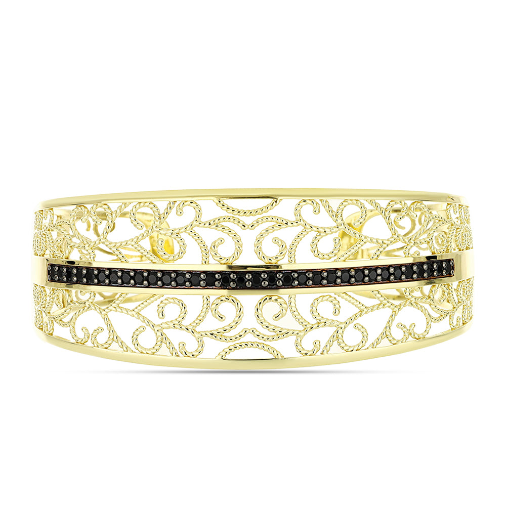 Brazalete de Plata Bañada en Oro con Espinela Negra