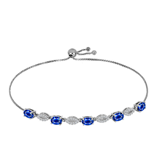 Pulsera de Plata con Zafiro Azul Australiano y Topacio Blanco