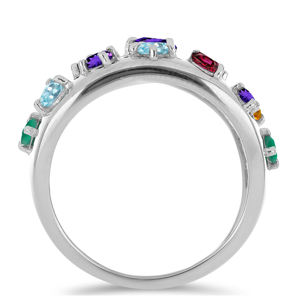 Anillo de Plata con Amatista de Marruecos y Ágata Verde 2 