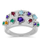 Anillo de Plata con Amatista de Marruecos y Ágata Verde
