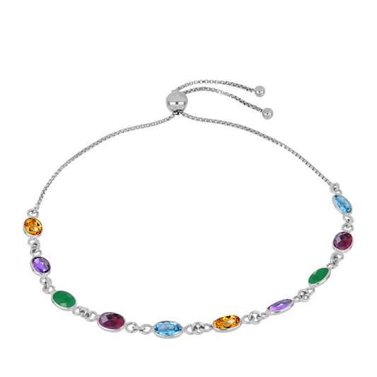 Pulsera de Plata con Amatista de Marruecos y Ágata Verde