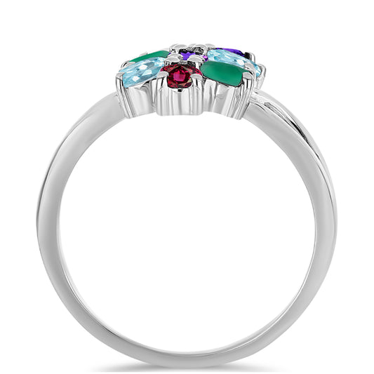 Anillo de Plata con Amatista de Marruecos y Ágata Verde