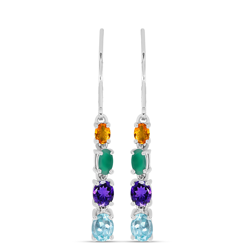 Pendientes de Plata con Amatista de Marruecos y Ágata Verde