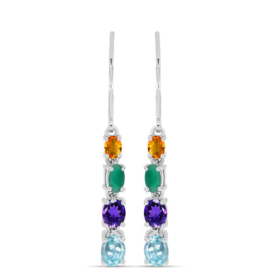 Pendientes de Plata con Amatista de Marruecos y Ágata Verde