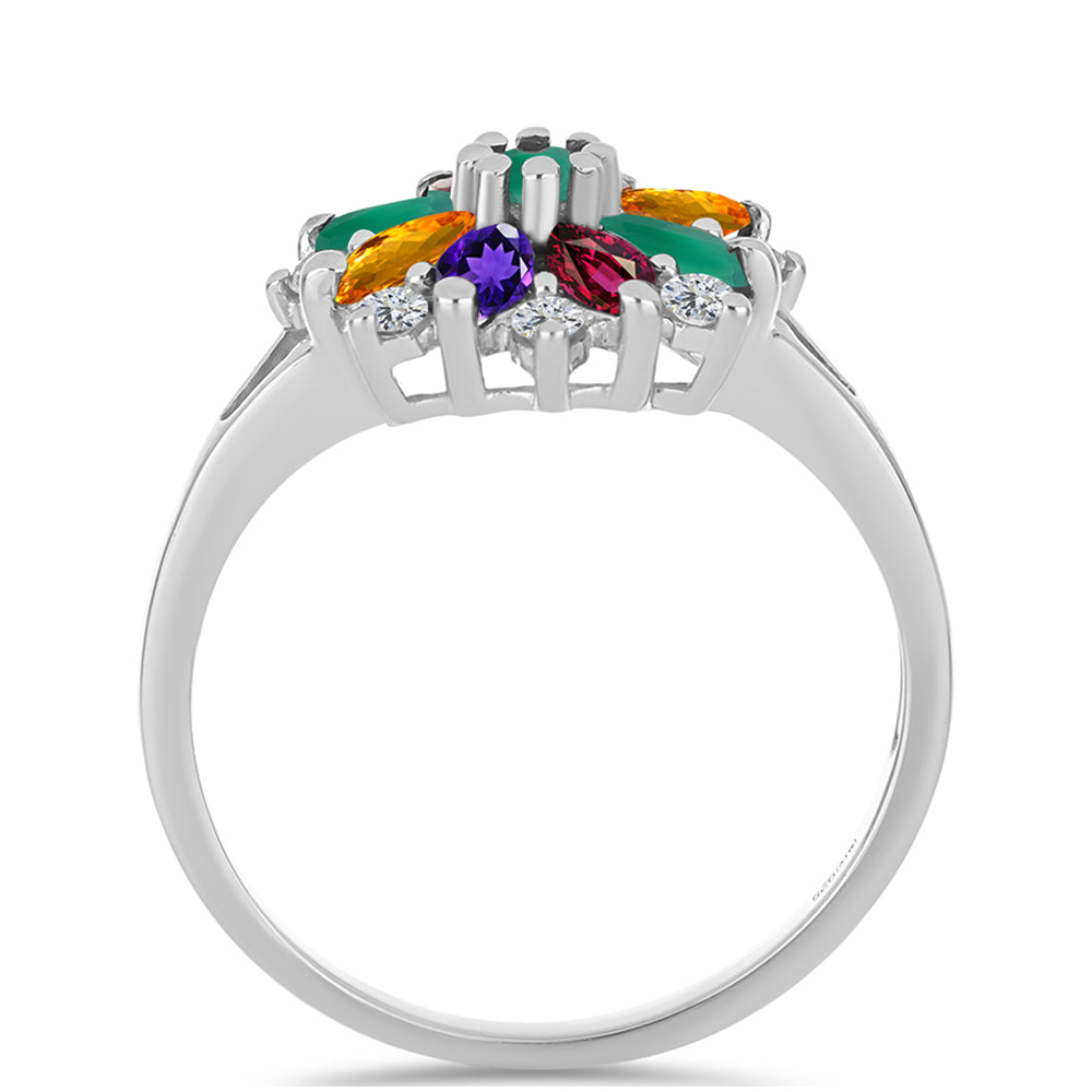 Anillo de Plata con Amatista de Marruecos y Ágata Verde 2 