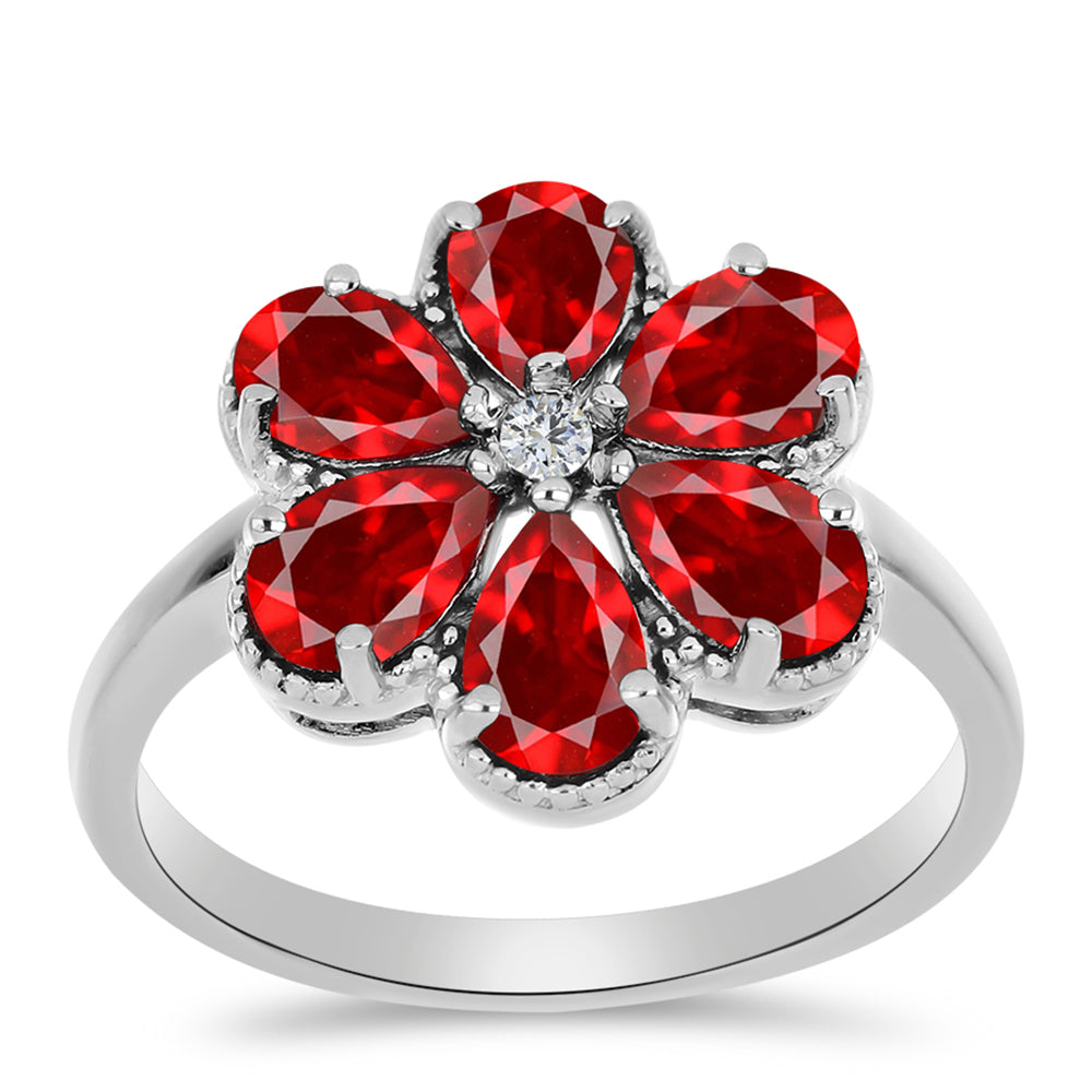 Anillo de Plata con Ágata Roja y Topacio Blanco 3 