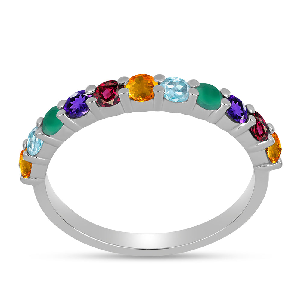 Anillo de Plata con Amatista de Marruecos y Ágata Verde 1 