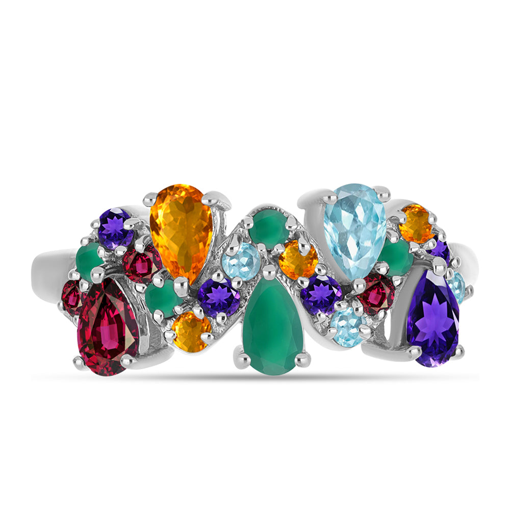 Anillo de Plata con Amatista de Marruecos y Ágata Verde 1 