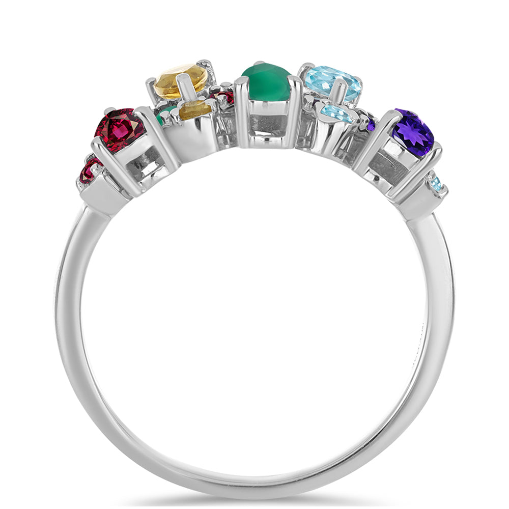 Anillo de Plata con Amatista de Marruecos y Ágata Verde 2 