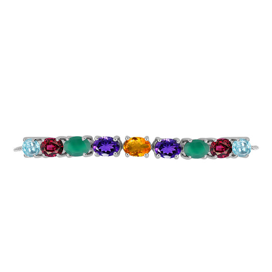 Pulsera de Plata con Amatista de Marruecos y Ágata Verde