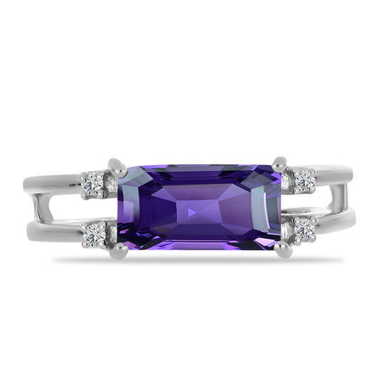 Anillo de Plata con Amatista de Marruecos y Topacio Blanco