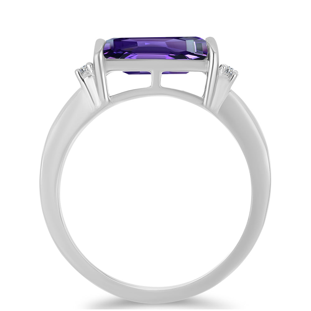 Anillo de Plata con Amatista de Marruecos y Topacio Blanco 2 