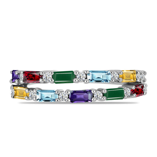 Anillo de Plata con Amatista de Marruecos y Ágata Verde